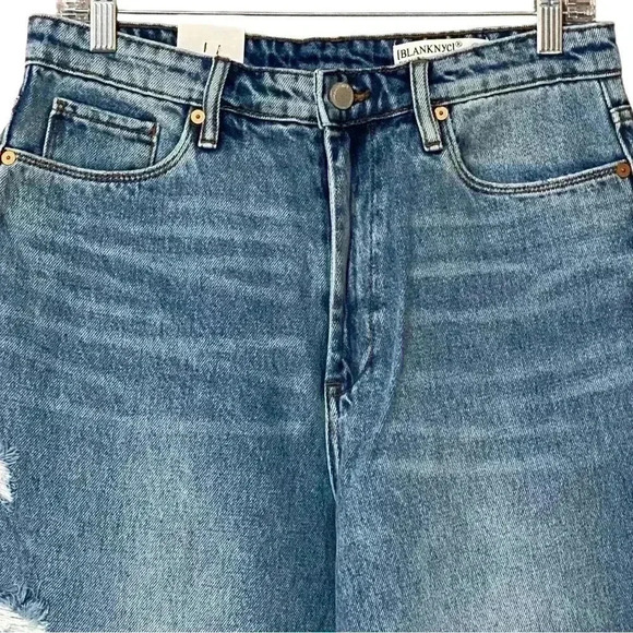 BLANKNYC The Baxter Rib Cage Straight Leg Jeans Women’s 29 Blue Distressed NWT - Picture 4 of 11
